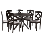 Baxton Studio Carlin 7-Piece Dining Set, Gray/Dark Brown