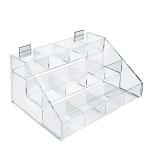 Azar Displays 3-Tier Shelf Step Display, 7inH x 16inW x 11-3/4inD, Clear