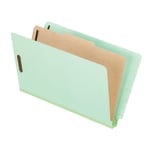 Pendaflex Pressboard Classification Folders With Dividers, 8 1/2in x 14in, 1 Divider, 1 Partition, Light Green, Pack Of 10