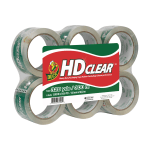 Duck HD Clear Heavy-Duty Packaging Tape, 3in Core, 1.88in x 54.6 yd., Clear, Pack Of 6