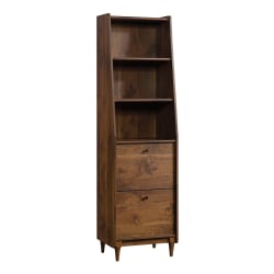 Sauder Harvey Park 71inH Narrow 3-Shelf Bookcase With File, Grand Walnut