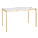 LumiSource Fuji Industrial Dining Table, 29-3/4inH x 50-1/4inW x 27-3/4inD, Gold/White