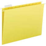 Business Source 1/5 Tab Cut Letter Recycled Hanging Folder - 8 1/2in x 11in - Yellow - 10% Recycled - 25 / Box