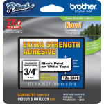 Brother TZe-S241 Extra-Strength Black-On-White Tape, 0.75in x 26.2ft