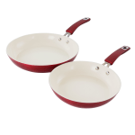 Kenmore Arlington 2-Piece Aluminum Ceramic Nonstick Frying Pan Set, Metallic Red