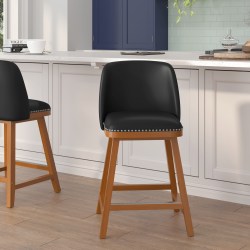 Flash Furniture Kora Commercial-Grade Low-Back Bar Stools, Black, Set Of 2 Stools