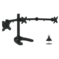 Mount-It! MI-789 Triple Monitor Stand For 13 - 24in Monitors, 29inH x 54inW x 5-13/16inD, Black