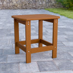 Flash Furniture Charlestown All-Weather Adirondack Side Table, 18-1/4inH x 18-3/4inW x 15inD, Teak