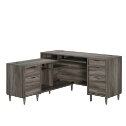 Bush Business Furniture Studio C 72inW Privacy Computer Desk With Shelves, Storm Gray, Standard Delivery