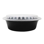 Karat Round Plastic Takeout Food Containers With Lids, 24 Oz, Black, Case Of 150 Sets