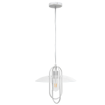 Lalia Home 1-Light Elongated Metal Hanging Pendant Lamp, 13-1/2inW, Clear Shade/Matte White Base