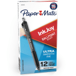 Paper Mate InkJoy 300 RT Retractable Pens, Medium Point, 1.0 mm, Translucent Black Barrels, Black Ink, Pack Of 12