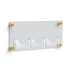 Azar Displays 3-Pocket Bifold Wall Brochure Holder, 11in x 23in, Clear/Gold Caps