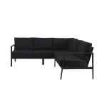 Linon Abilene Aluminum Outdoor Sectional Sofa, 31-1/4inH x 77-1/2inW x 78-1/2inD, Black/Black