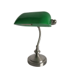 Simple Designs Traditional Mini Bankers Lamp with Green Glass Shade