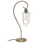 Lalia Home Modern Metal Scroll Table Lamp, 22-1/4inH, Clear Shade/Antique Brass Base