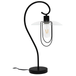 Lalia Home Modern Metal Scroll Table Lamp, 22-1/4inH, Clear Shade/Matte Black Base