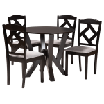 Baxton Studio Riona 5-Piece Dining Set, Gray/Dark Brown