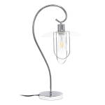 Lalia Home Modern Metal Scroll Table Lamp, 22-1/4inH, Clear Shade/Chrome Base