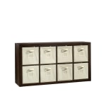 Sauder Stow-Away 8-Cube Organizer With Fabric Bins, 57-7/8inH x 30-7/8inW x 15-3/8inD, Smoked Oak