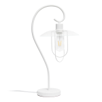 Lalia Home Modern Metal Scroll Table Lamp, 22-1/4inH, Clear Shade/Matte White Base