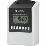 Lathem Calculating Electronic Time Clock, 100 Employees, 6-15/16inH x 5-1/4inW x 9-5/8inD, Gray, 700E