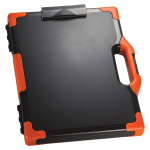 Officemate OIC Carry-All Clipboard Box, 15 1/2inH x12 1/2inW x 2 1/4inD, Black/Orange