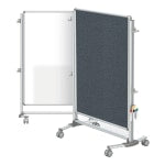 Ghent Nexus Jr. Partition Double-Sided Mobile Magnetic Whiteboard/Bulletin Board, 46 1/4in x 34 1/4in, Gray Fabric/Silver Aluminum Frame