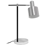 Lalia Home Mid-Century Modern Metal Table Lamp, Chrome Shade/Black Base