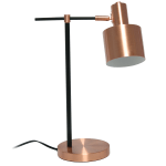 Lalia Home Mid-Century Modern Metal Table Lamp, Rose Gold Shade/Black Base