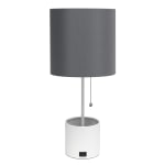 Simple Designs Hammered Metal Organizer Table Lamp, 18-1/2inH, Gray Shade/White Base