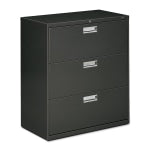 HON 600 36inW x 19-1/4inD Lateral 3-Drawer File Cabinet With Lock, Charcoal