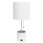 Simple Designs Hammered Metal Organizer Table Lamp, 18-1/2inH, White Shade/White Base