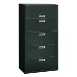 HON 600 36inW x 19-1/4inD Lateral 5-Drawer File Cabinet With Lock, Charcoal