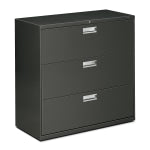 HON 600 42inW x 19-1/4inD Lateral 3-Drawer File Cabinet With Lock, Charcoal