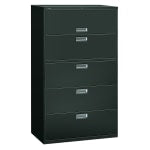 HON 600 42inW x 19-1/4inD Lateral 5-Drawer File Cabinet With Lock, Charcoal