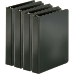 Business Source Basic Round Ring Binders, 1in Ring, Black, Pack Of 4