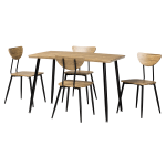 Baxton Studio Gianetta Wood And Metal 5-Piece Dining Set, Oak Brown/Black