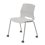 KFI Studios Imme Stack Chair With Caster Base, Light Gray/Silver