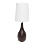 Simple Designs 1-Light Teardrop Table Lamp, 19-1/2inH, White Shade/Restoration Bronze Base