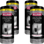 Weiman Stainless Steel Wipes - Wipe - 7in Width x 8in Length - 30 / Canister - 4 / Carton - White