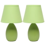 Creekwood Home Nauru Petite Ceramic Oblong Table Lamps, 9-1/2inH, Green Shades/Green Bases, Set Of 2