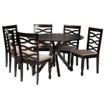 Baxton Studio Mila Dining Set, 29-15/16inH x 47-1/4inW x 47-1/4inD, Sand/Dark Brown