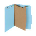 Smead Pressboard Classification Folders, 1 Divider, Letter Size, 100% Recycled, Blue, Box Of 10