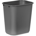 Rubbermaid Commercial 28 QT Medium Deskside Wastebaskets - 7 gal Capacity - Rectangular - Dent Resistant, Durable, Rust Resistant, Easy to Clean - 15in Height x 10.5in Width x 14.5in Depth - Plastic - Gray - 12 / Carton