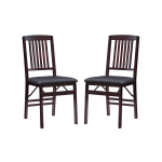 Linon Triena Faux Leather Folding Chairs, Dark Brown/Espresso, Set Of 2 Chairs