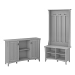 Bush Furniture Salinas Entryway Storage Set with Hall Tree, Shoe Bench and Accent Cabinet, Cape Cod Gray, Standard Delivery