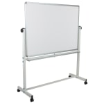 Flash Furniture Mobile Reversible Magnetic Dry-Erase Whiteboard, 62 1/2in x 53in, Aluminum Frame With Silver Finish