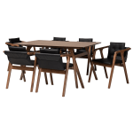 Baxton Studio Marcena 7-Piece Dining Set, Black/Walnut