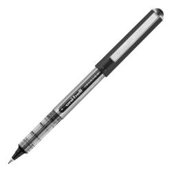 uni-ball Vision Liquid Ink Rollerball Pens, Ultra Micro Point, 0.38 mm, Black Barrel, Black Ink, Pack Of 12 Pens